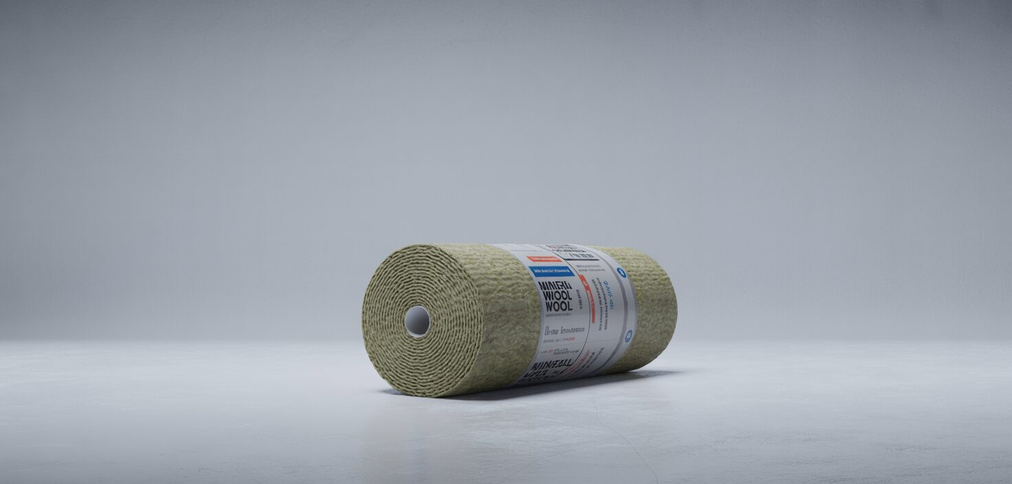 En detaljerad bild av isolering på rulle, med fokus på dess förpackning och textur, vilket illustrerar begreppet isolering på rulle.